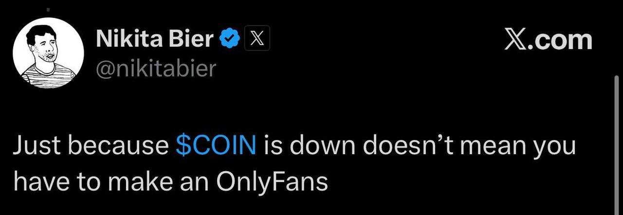 Nikita Bier - $COIN tweet